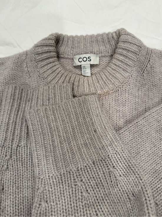 COS Sweaters - COS Relaxed Ribbed Crewneck Sweater in Pale Taupe